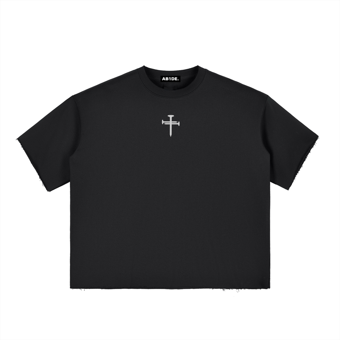 ROUGH EDGED NAIL CROSS TEE (BLACK)
