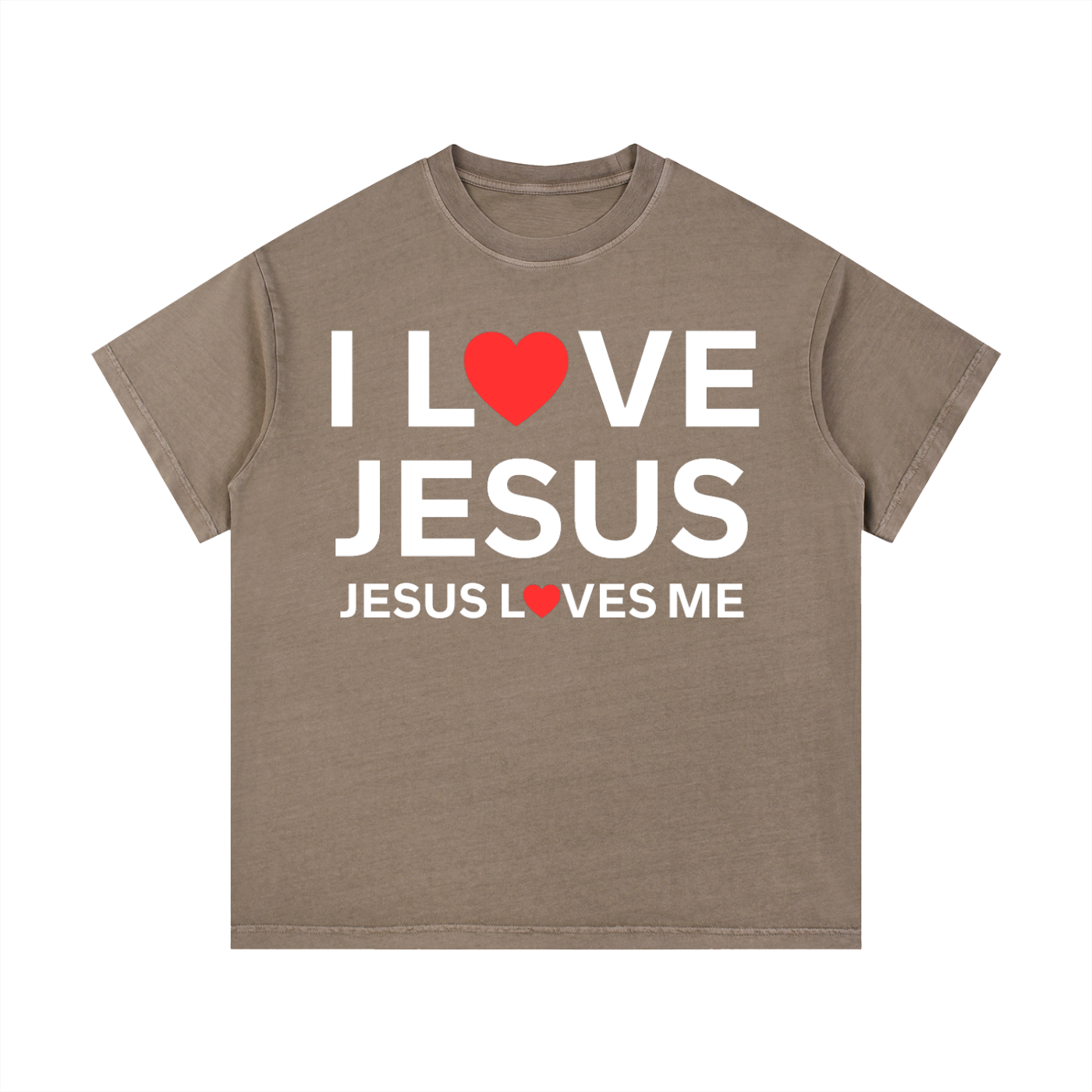 "I LOVE JESUS" T-SHIRT (COFFEE)