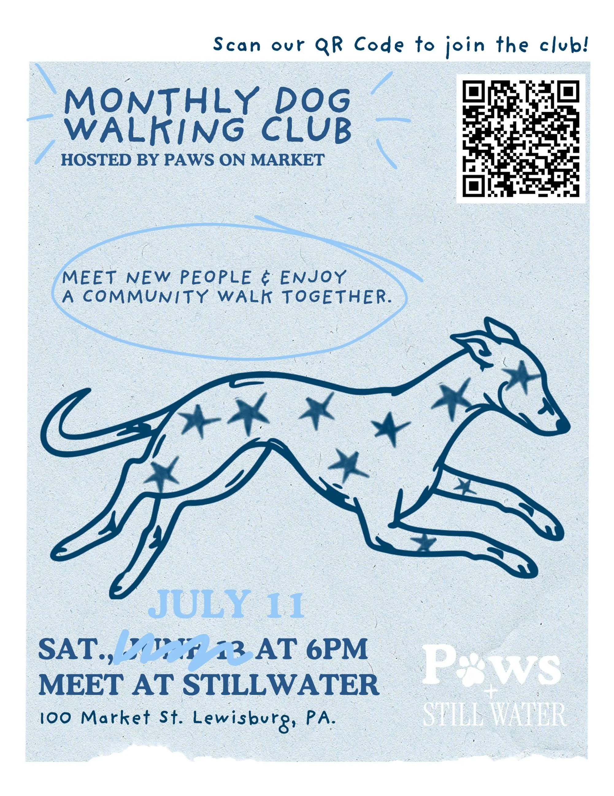 Grab your leash and join the pack! 

Our Monthly Dog Walking Club is back! Come meet fellow dog lovers, make new friends, and enjoy a fun community walk through Lewisburg with your pup (or just you😉).

July 11, at 6 PM 
Meet at StillWater | 100 Mark