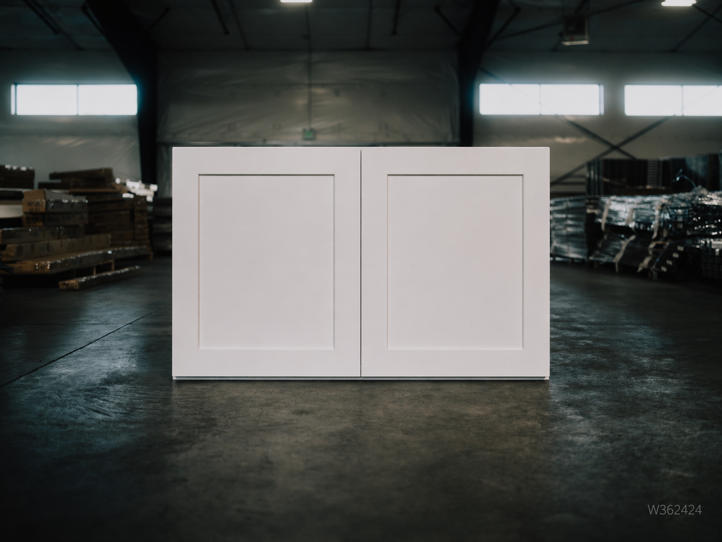 White Shaker RTA Wall Cabinet - 2 door, 1 adjustable shelf (W362424) - 36"W x 24"H x 24"D