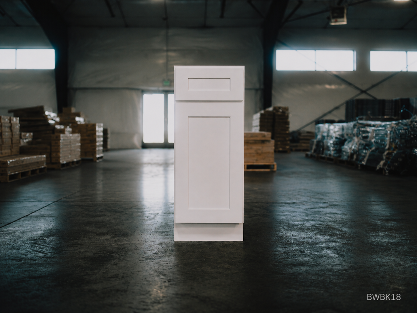 White Shaker RTA Waste Basket Cabinet - 1 Drawer, 1 Pull out door (BWBK18) - 18"W x 34.5"H x 24"D