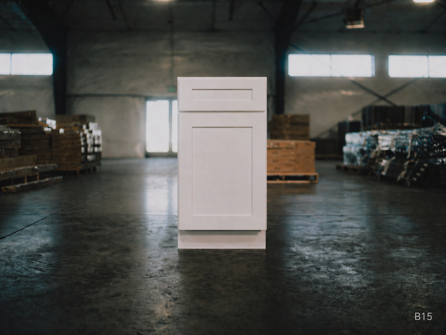 White Shaker RTA Base Cabinet - 1 Drawer, 1 Door, 1 Adjustable shelf (B12) - 12"W x 34.5"H x 24"D