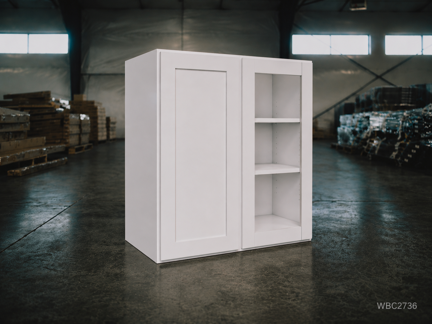 White Shaker RTA Wall Bridge Cabinet - 1 door (WBC2736) - 27"W x 36"H x 12"D