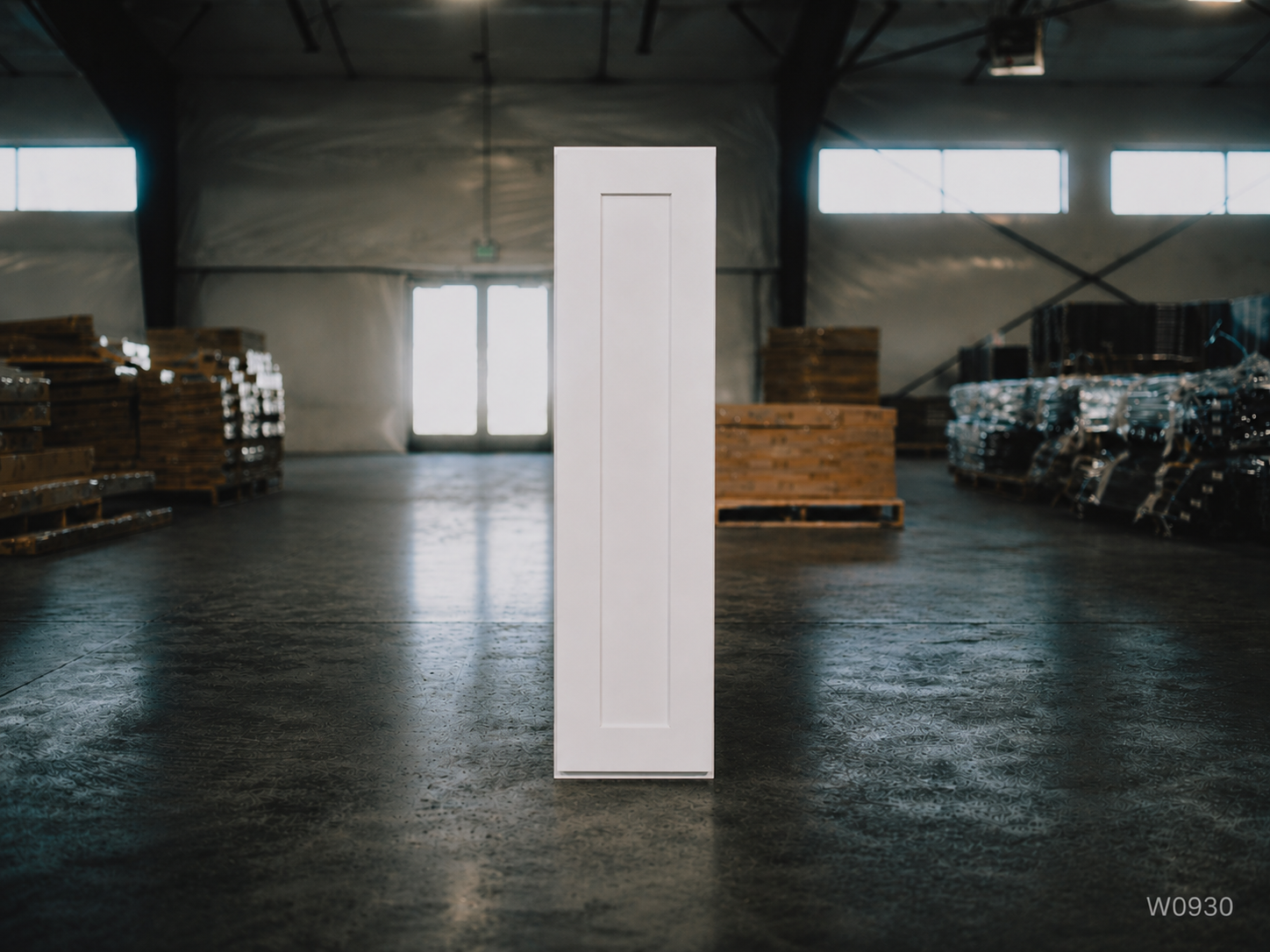 White Shaker RTA Wall Cabinet - 1 Door, 2 Adjustable Shelves (W0930) - 9"W x 30"H x 12"D