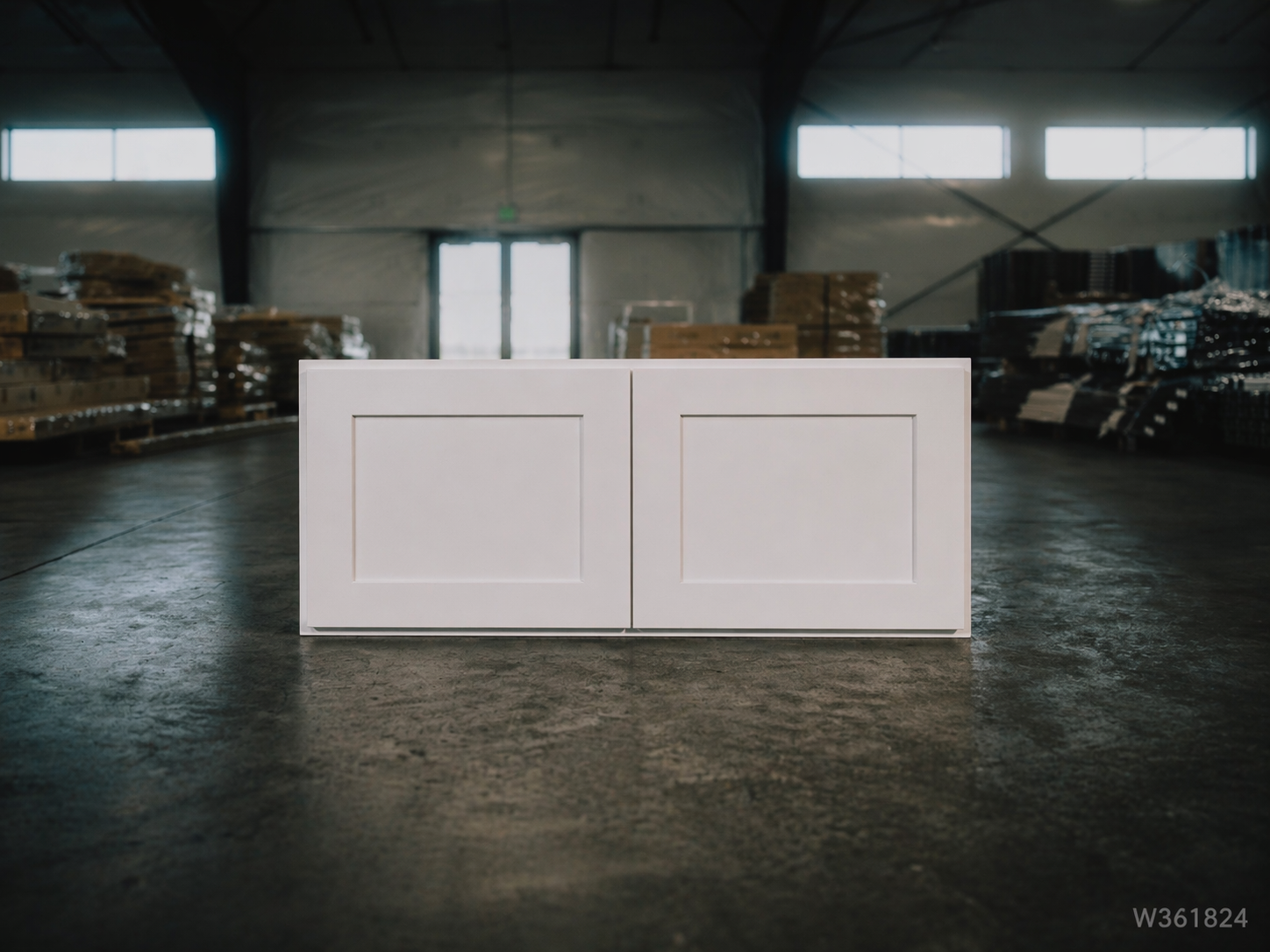 White Shaker RTA Wall Cabinet (Refrigerator) - 2 door, no shelf (W361824) - 36"W x 18"H x 24"D