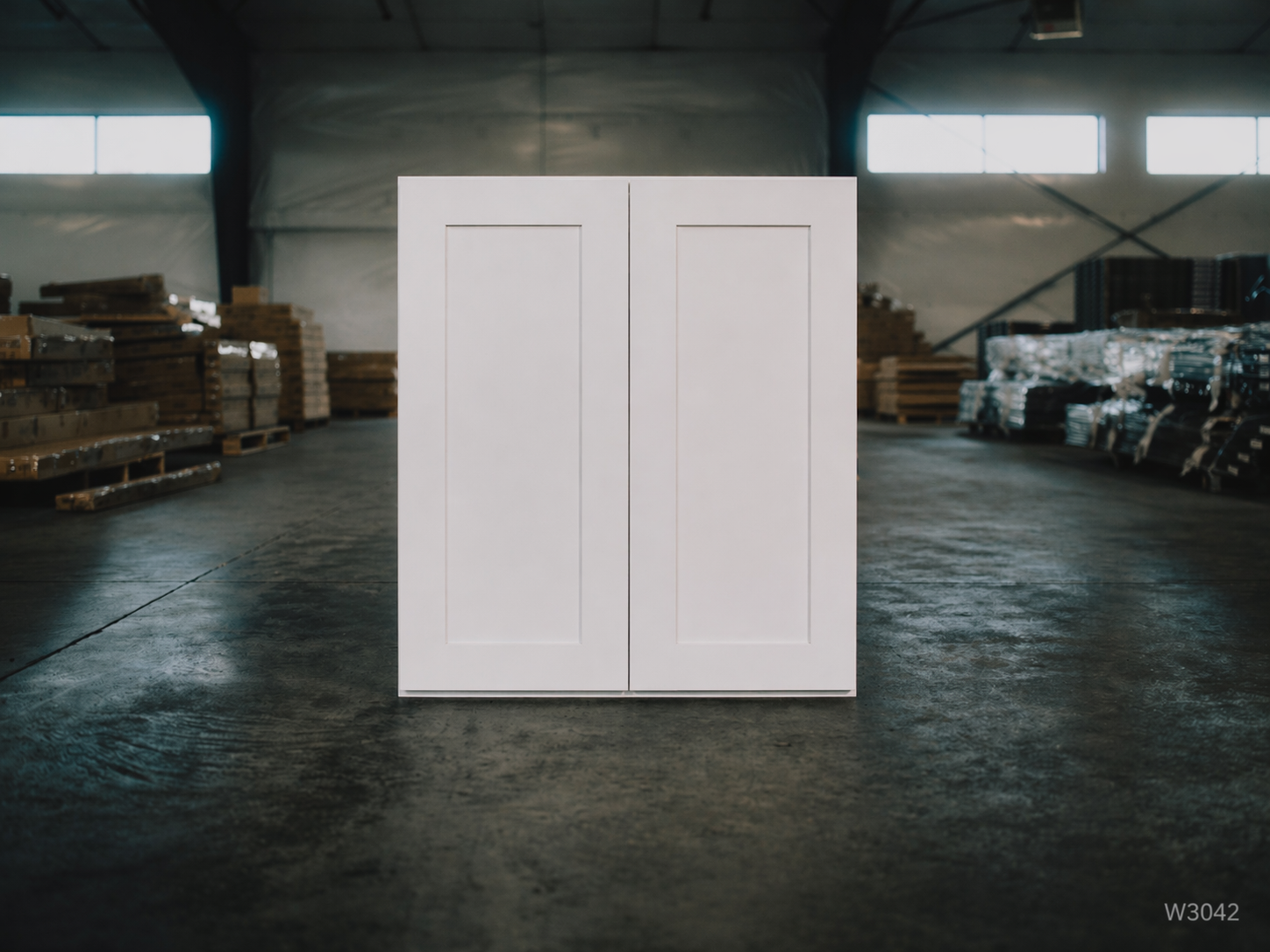 White Shaker RTA Wall Cabinet - 2 Door,3 adjustable shelves (42in tall) (W3042) - 30"W x 42"H x 12"D