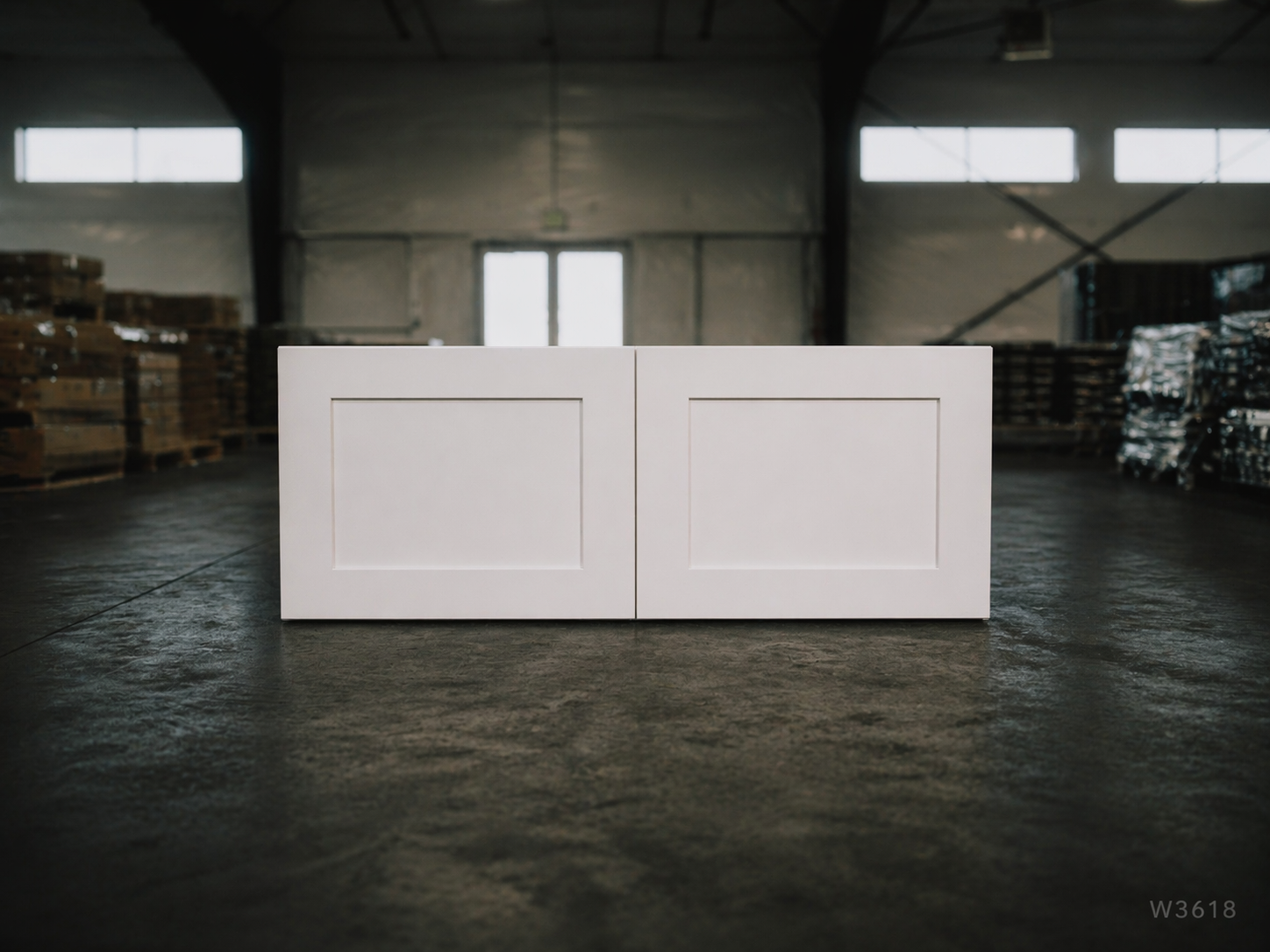 White Shaker RTA Wall Bridge Cabinet - 2 door, no shelf (W3618) - 36"W x 18"H x 12"D