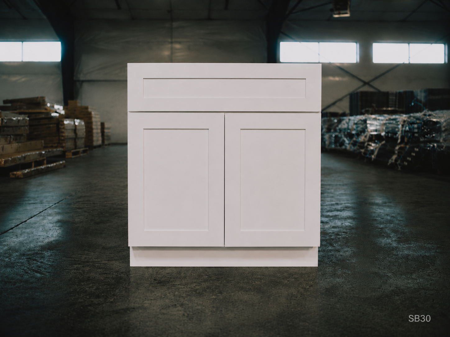 White Shaker RTA Sink Base Cabinet - 2 Dummy Drawers, 2 doors (SB30) - 30"W x 34.5"H x 24"D