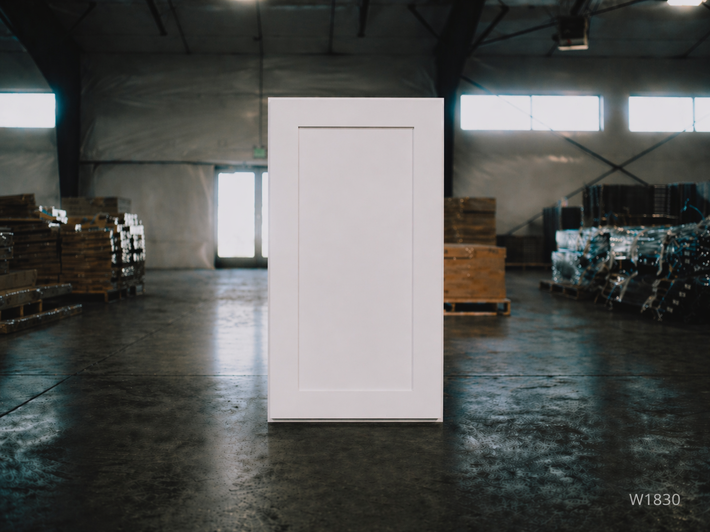 White Shaker RTA Wall Cabinet - 1 Door, 2 Adjustable Shelves (W1830) - 18"W x 30"H x 12"D