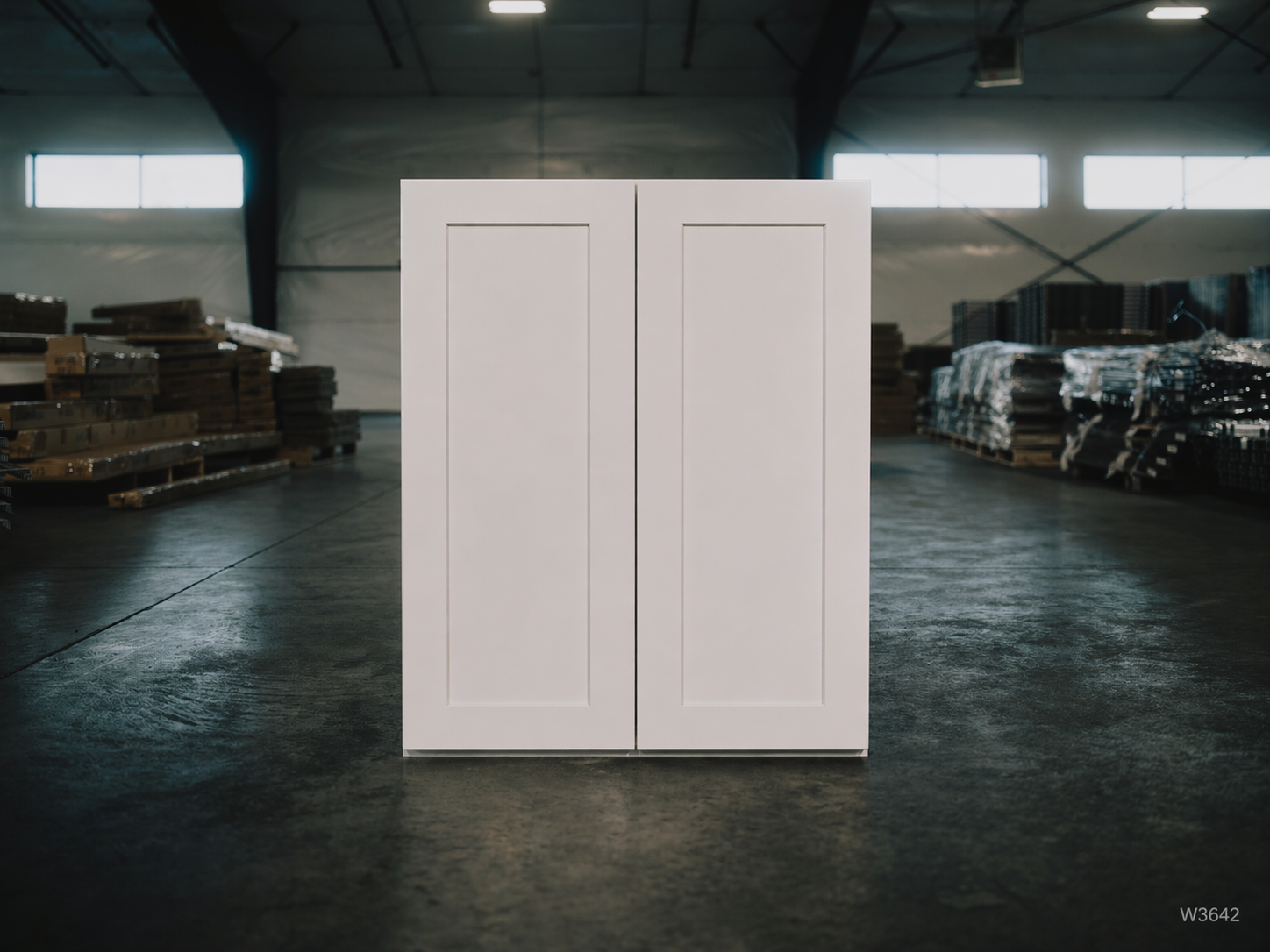 White Shaker RTA Wall Cabinet - 2 Door,3 adjustable shelves (42in tall) (W3642) - 36"W x 42"H x 12"D