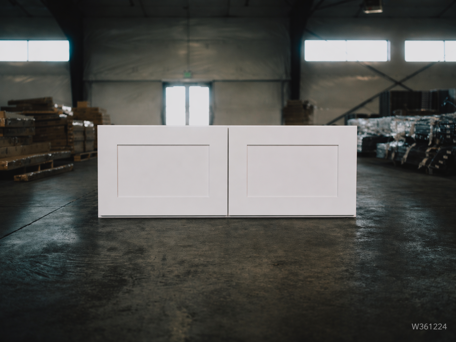 White Shaker RTA Wall Cabinet (Refrigerator) - 2 door, no shelf (W361224) - 36"W x 12"H x 24"D