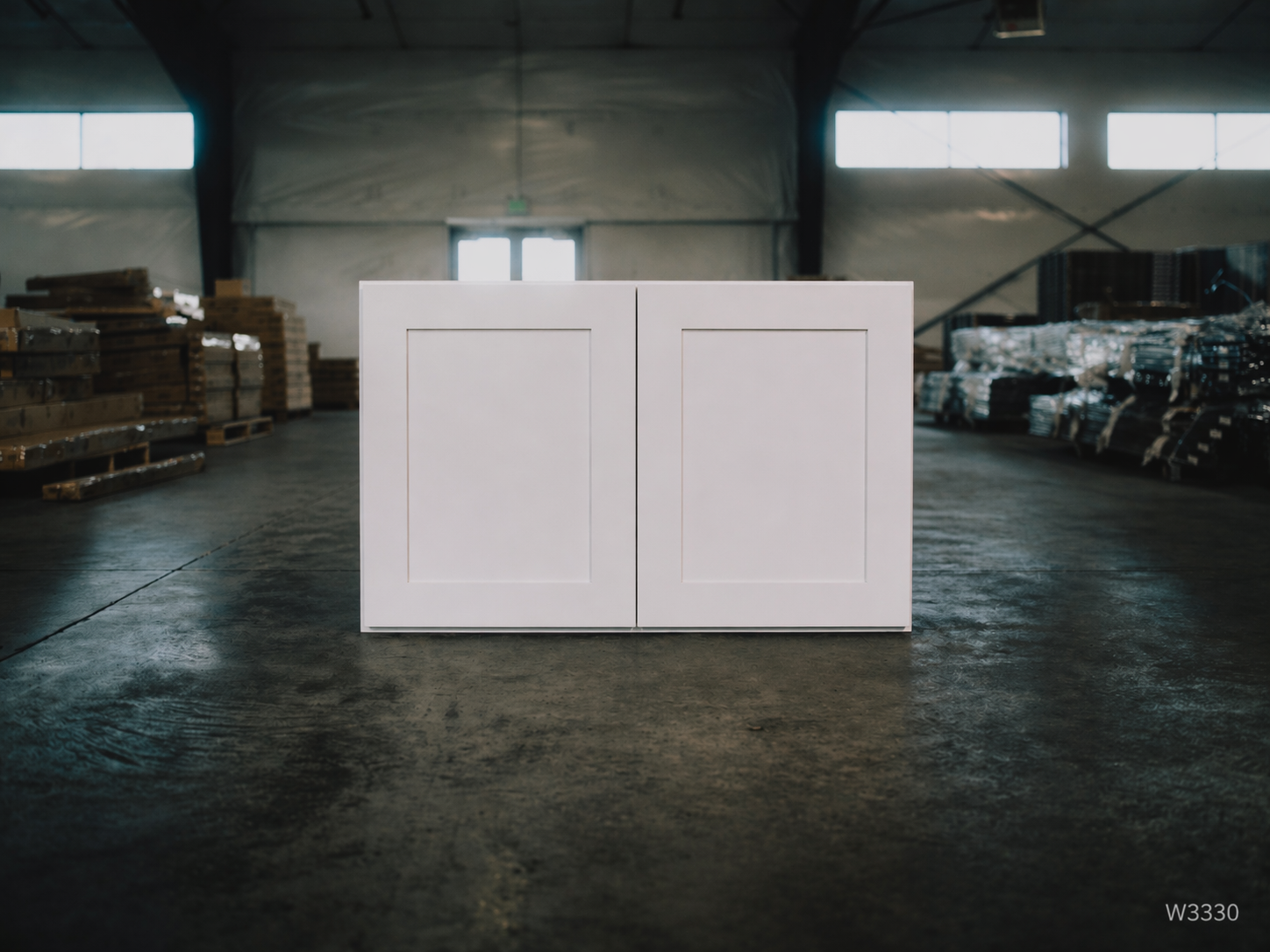 White Shaker RTA Wall Cabinet - 2 door, 2 adjustable shelves (W3330) - 33"W x 30"H x 12"D