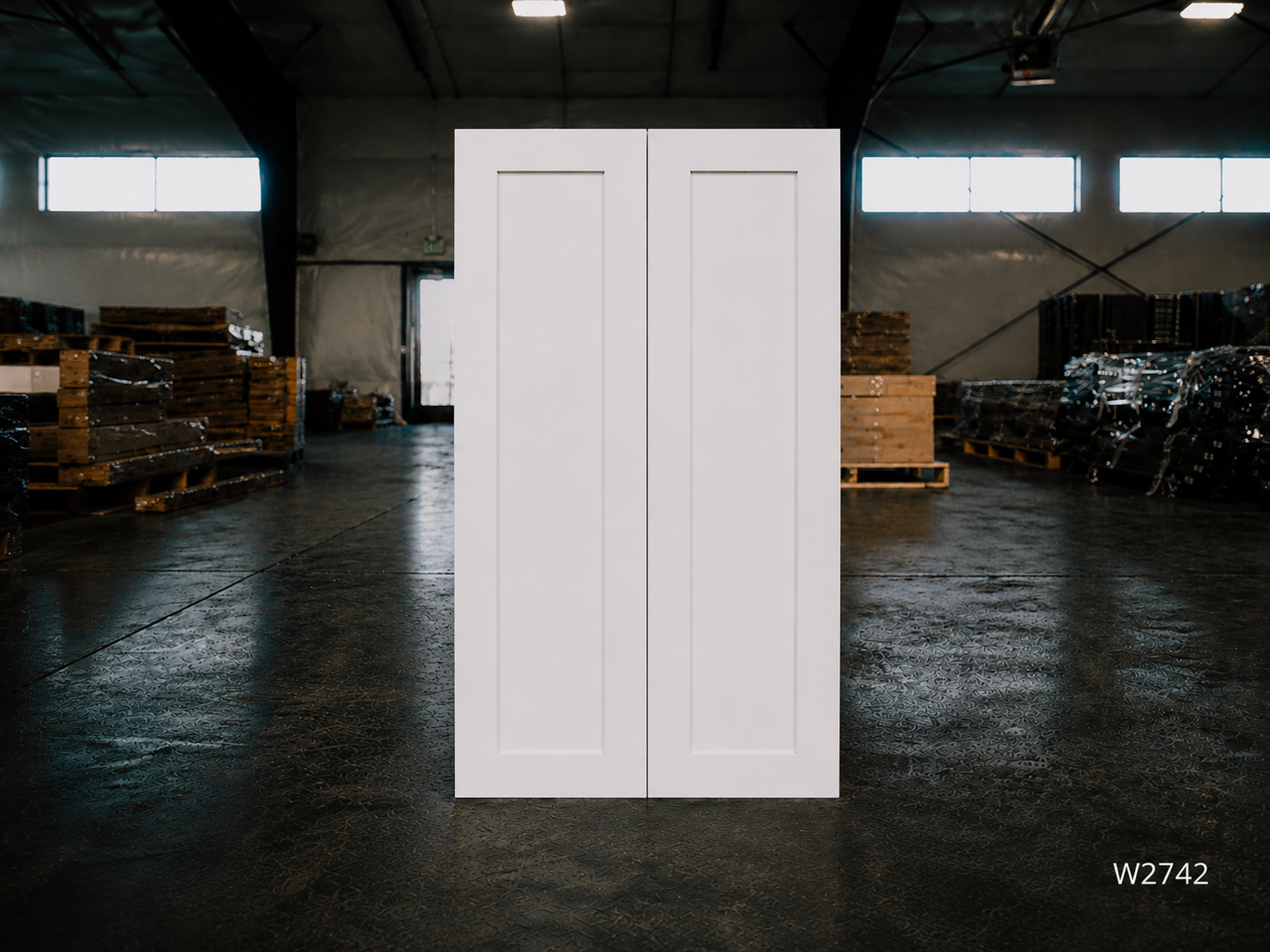 White Shaker RTA Wall Cabinet - 2 Door,3 adjustable shelves (42in tall) (W2742) - 27"W x 42"H x 12"D