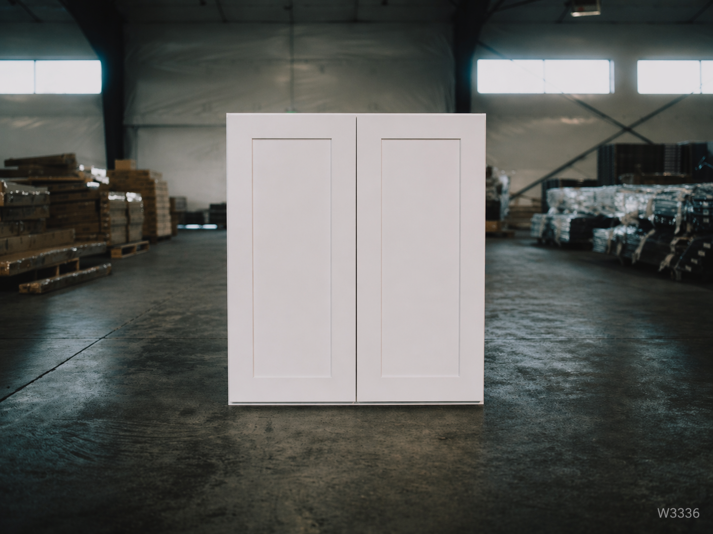 White Shaker RTA Wall Cabinet - 2 doors, 3 adjustable shelves (36in tall) (W3336) - 33"W x 36"H x 12"D