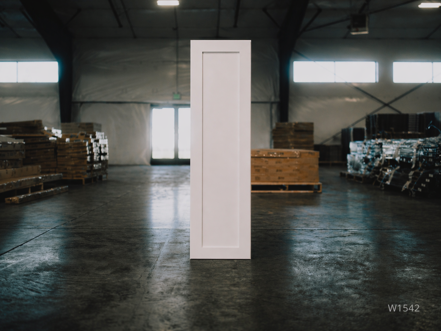White Shaker RTA Wall Cabinet - 1 door, 3 Adjustable shelves (42in tall) (W1542) - 15"W x 42"H x 12"D