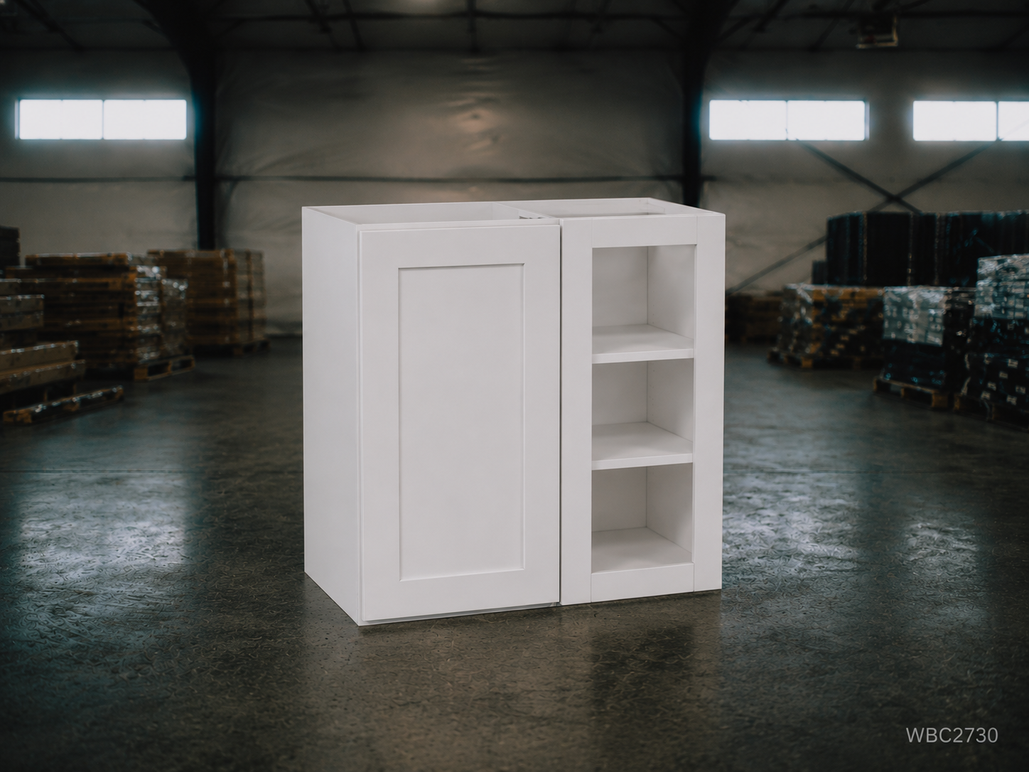 White Shaker RTA Wall Bridge Cabinet - 1 door (WBC2730) - 27"W x 30"H x 12"D