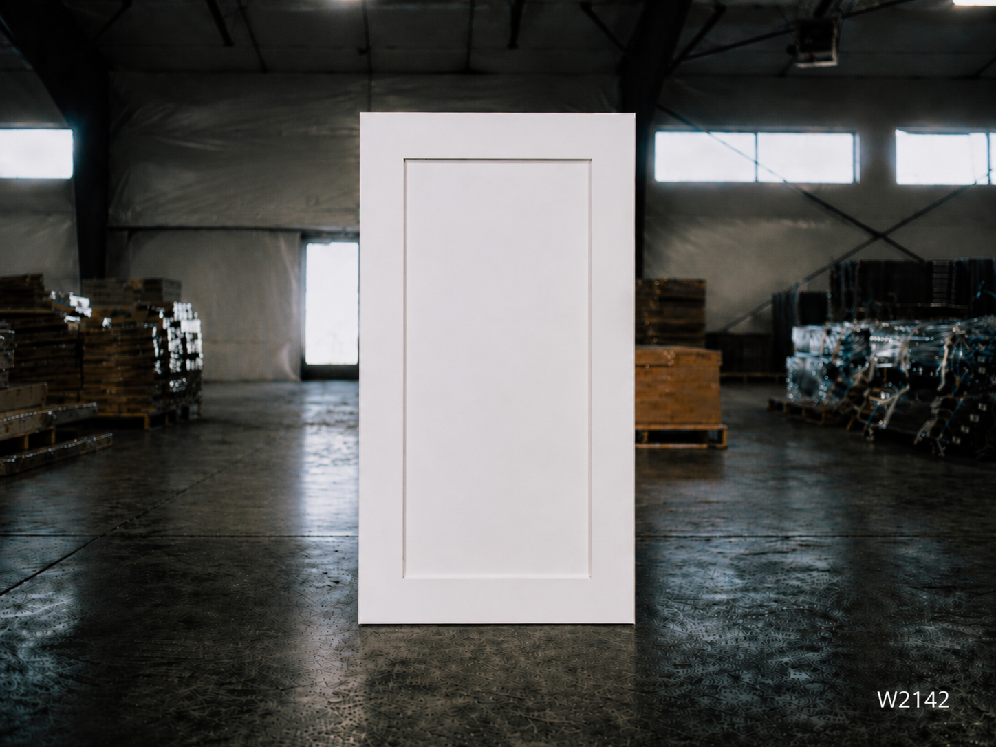 White Shaker RTA Wall Cabinet - 1 door, 3 Adjustable shelves (42in tall) (W2142) - 21"W x 42"H x 12"D