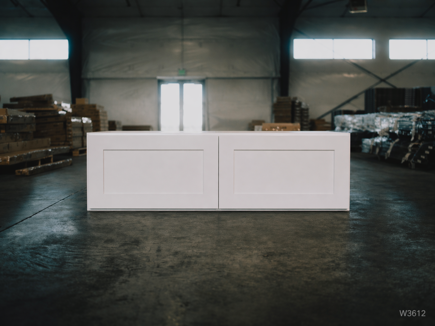 White Shaker RTA Wall Bridge Cabinet - 2 door, no shelf (W3612) - 36"W x 12"H x 12"D