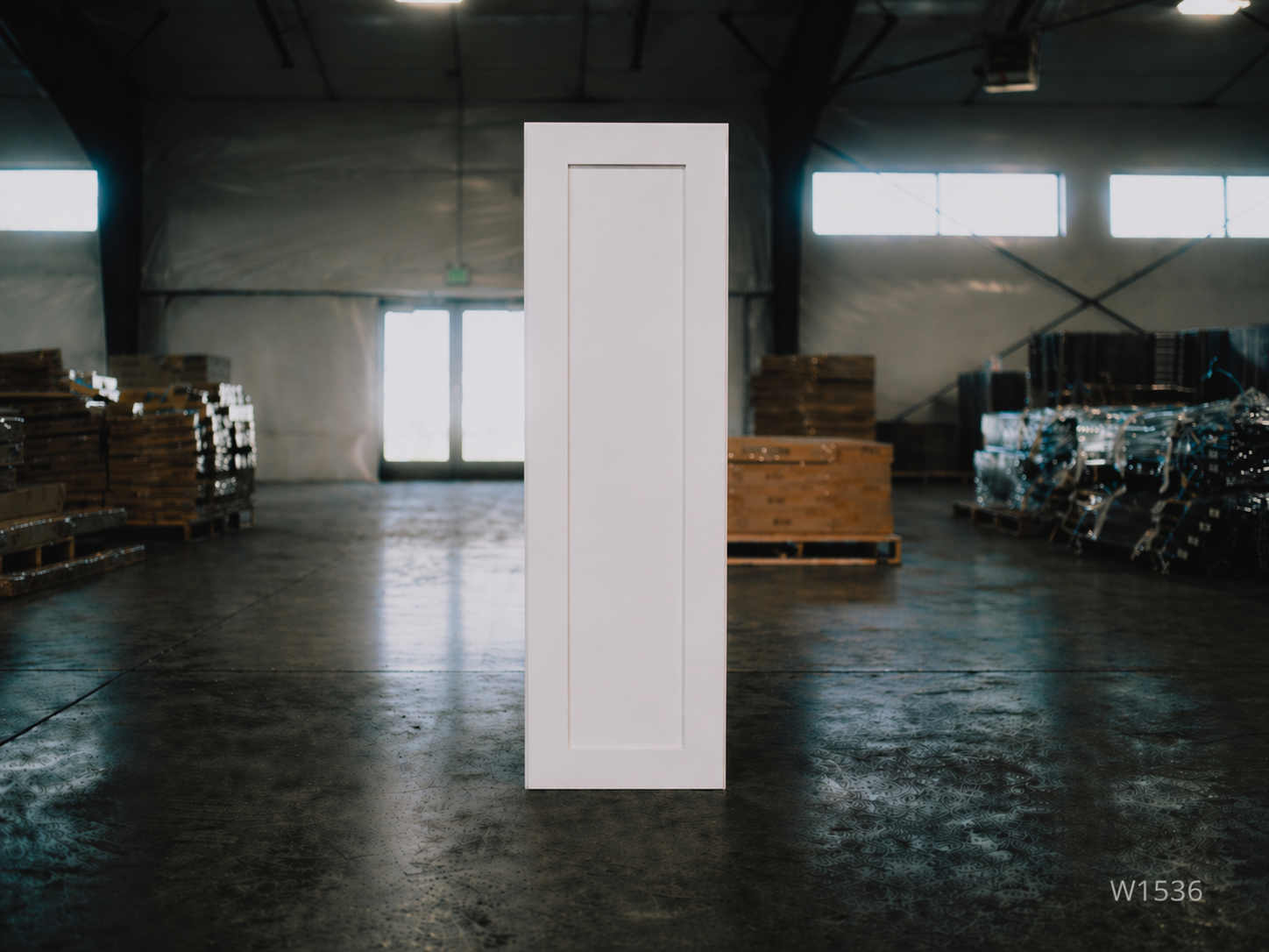 White Shaker RTA Wall Cabinet - 1 Door, 3 Adjustable shelves (36in tall) (W1536) - 15"W x 36"H x 12"D