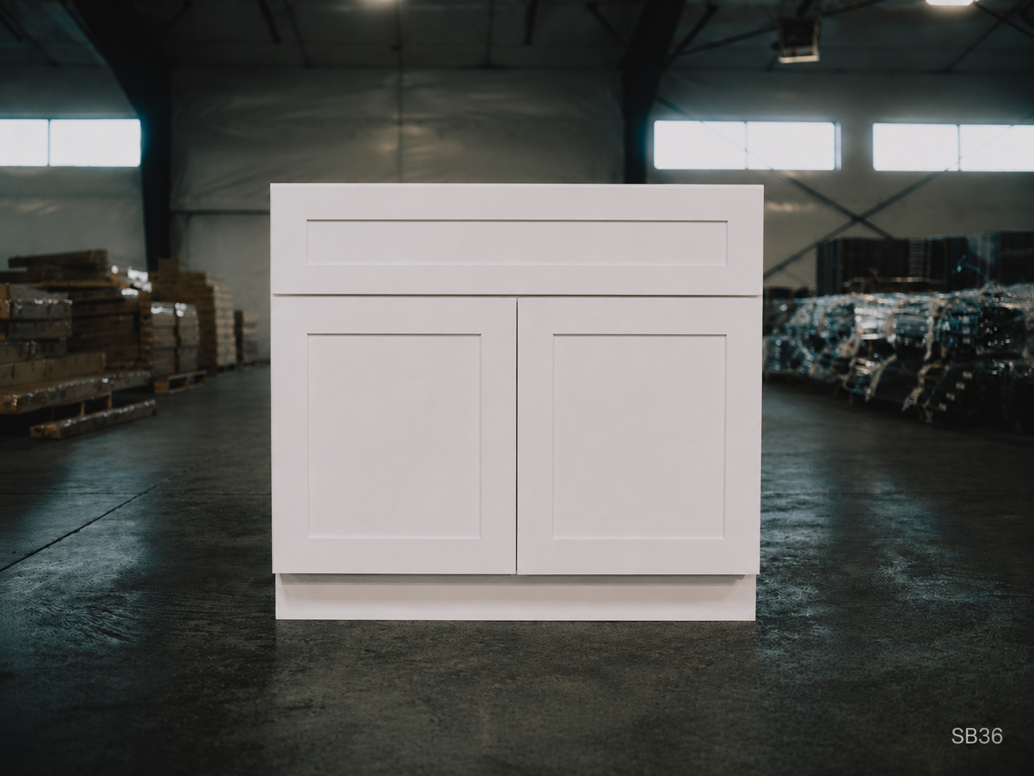 White Shaker RTA Sink Base Cabinet - 2 Dummy Drawers, 2 doors (SB36) - 36"W x 34.5"H x 24"D