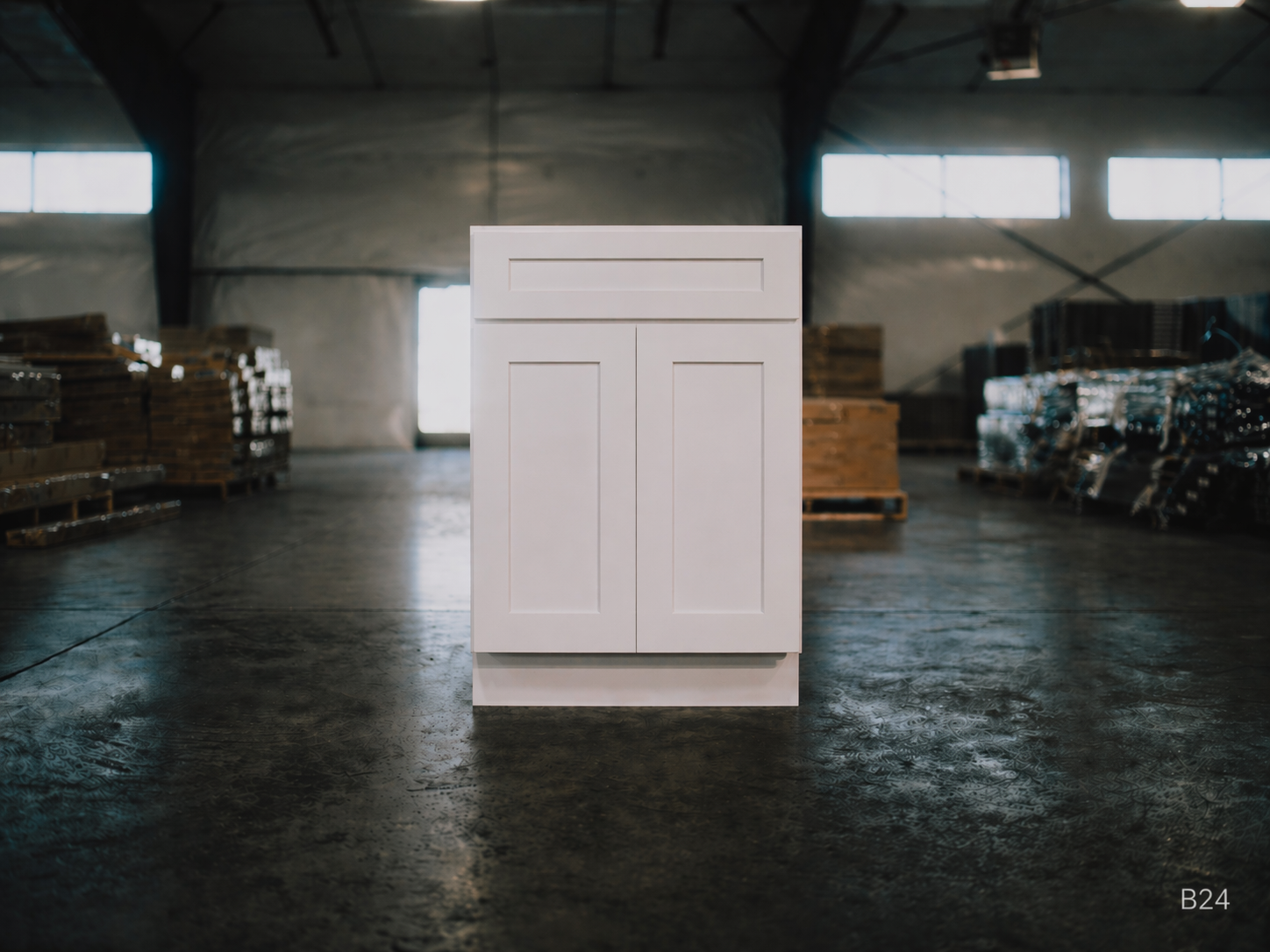 White Shaker RTA Base Cabinet - 1 Drawer, 2 Door, 1 adjustable shelf (B24) - 24"W x 34.5"H x 24"D