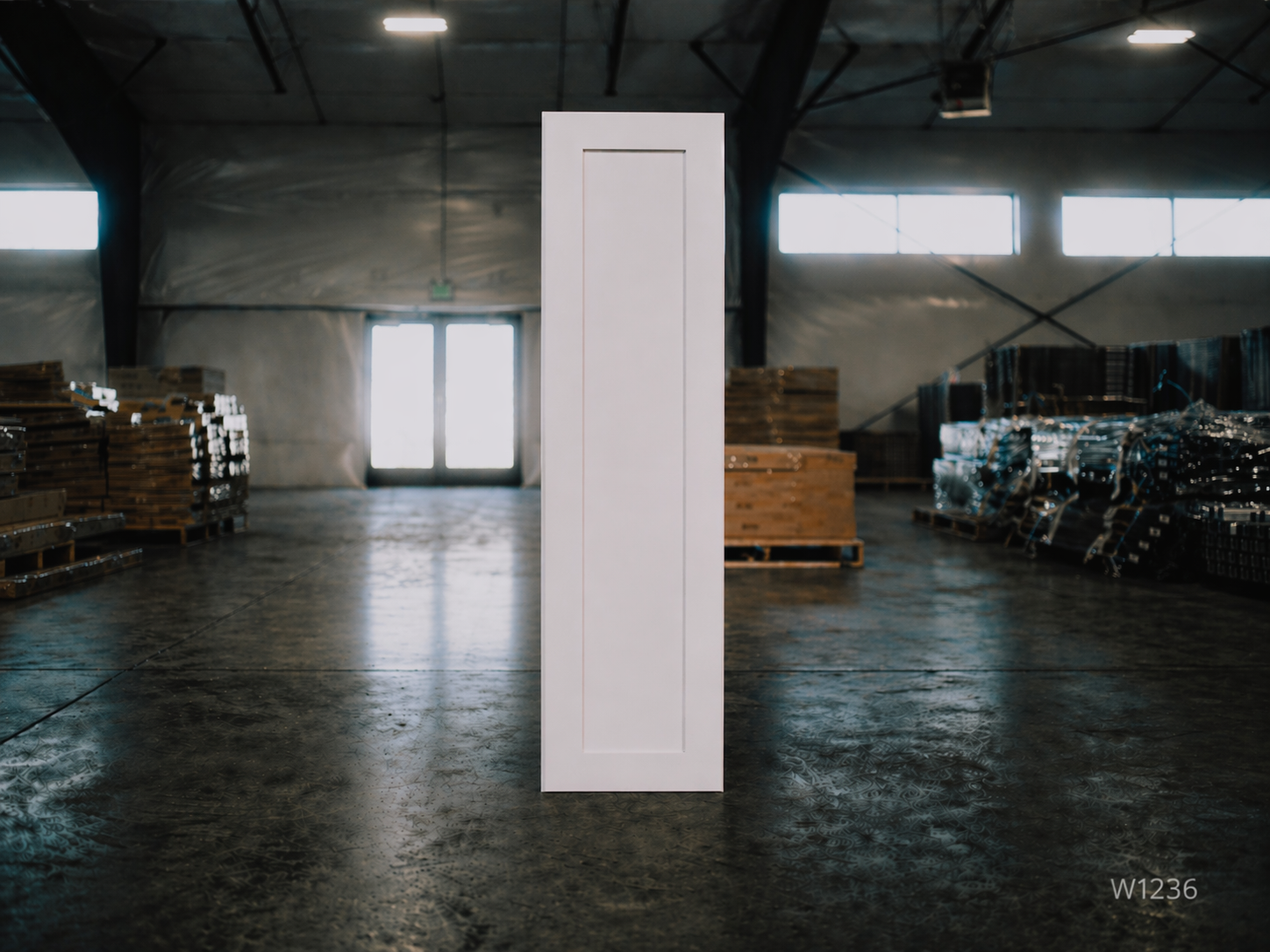 White Shaker RTA Wall Cabinet - 1 Door, 3 Adjustable shelves (36in tall) (W1236) - 12"W x 36"H x 12"D