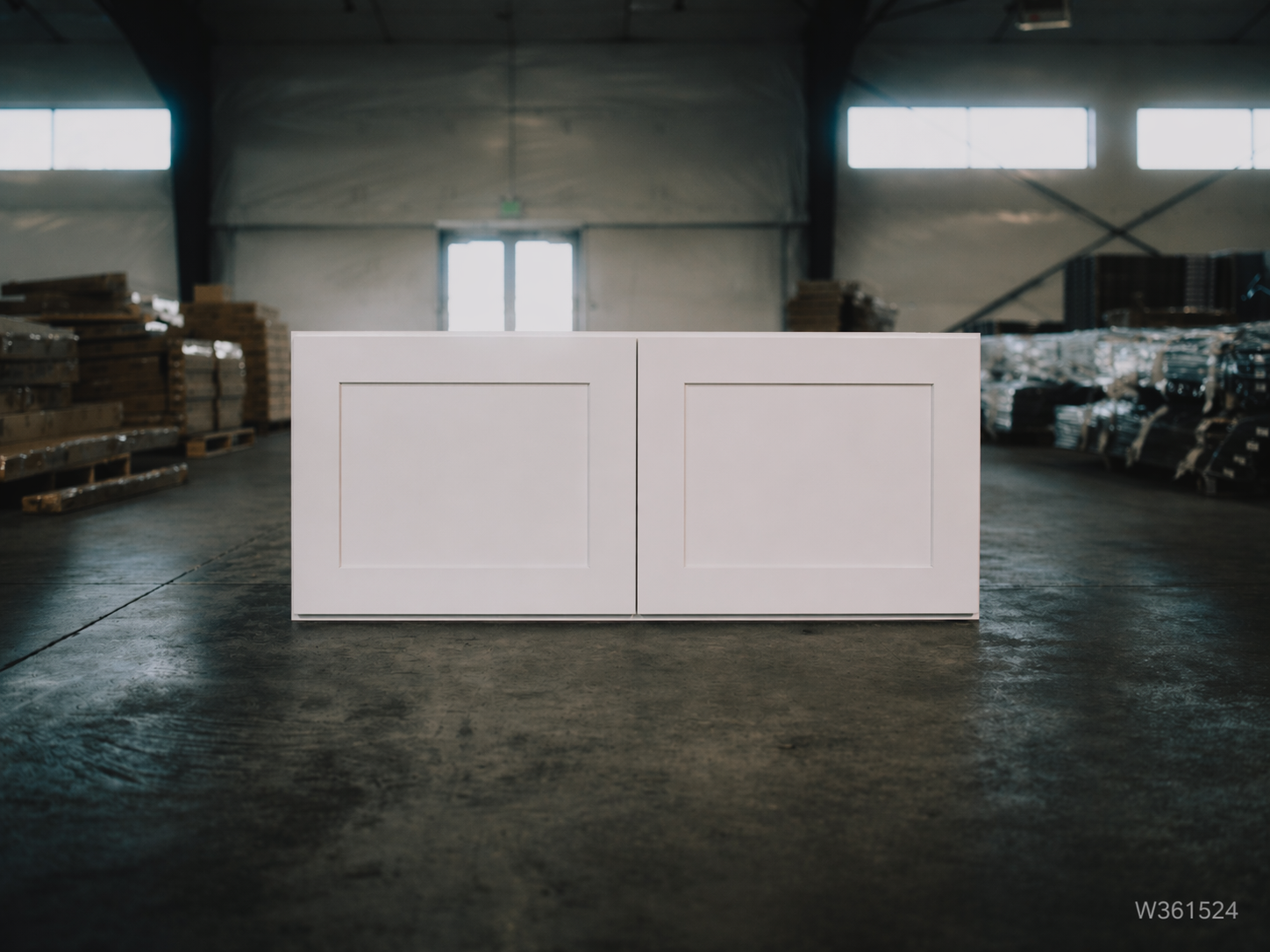 White Shaker RTA Wall Cabinet (Refrigerator) - 2 door, no shelf (W361524) - 36"W x 15"H x 24"D