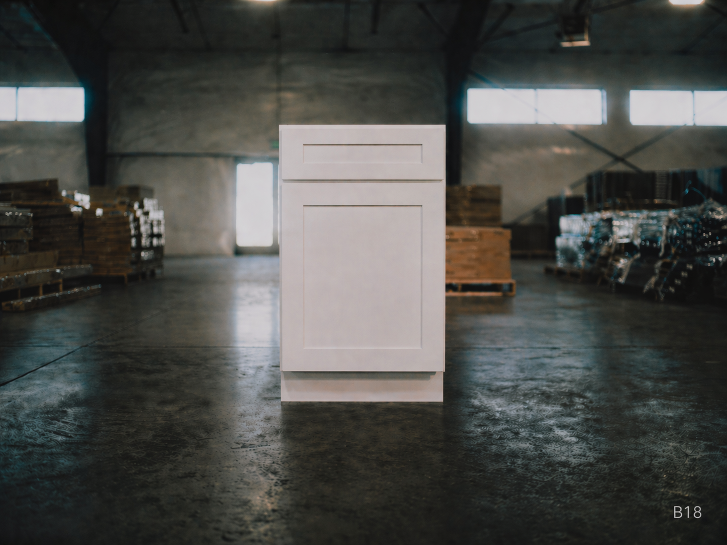 White Shaker RTA Base Cabinet - 1 Drawer, 1 Door, 1 Adjustable shelf (B18) - 18"W x 34.5"H x 24"D