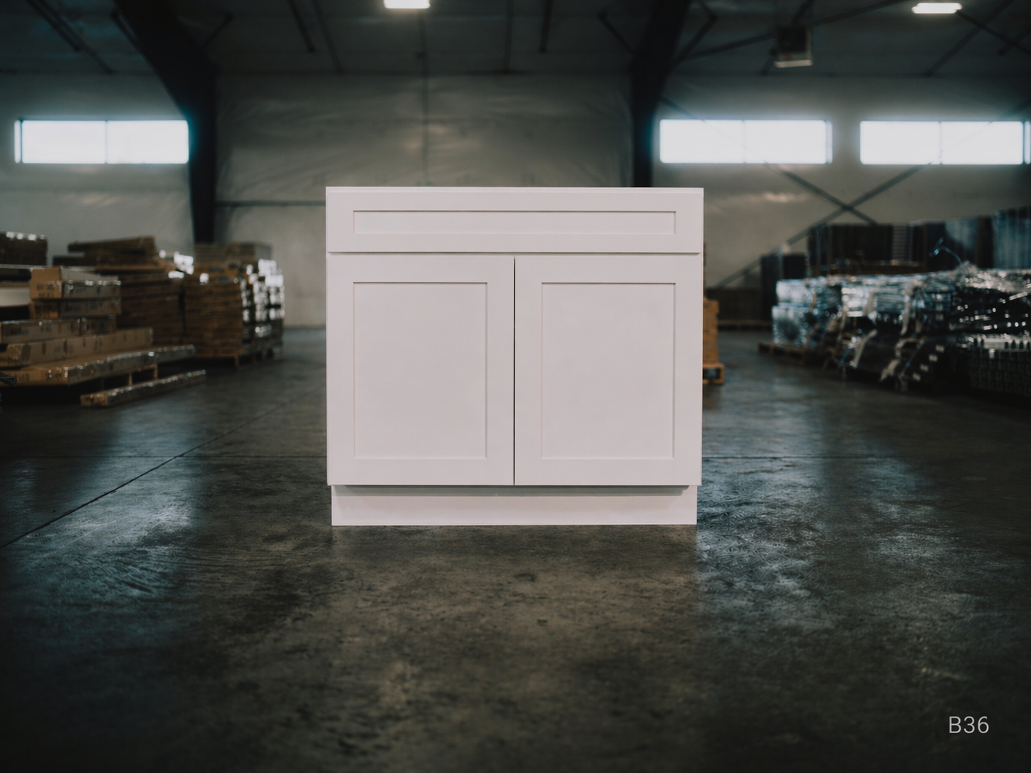 White Shaker RTA Base Cabinet - 1 Drawer, 2 Door, 1 adjustable shelf (B36) - 36"W x 34.5"H x 24"D