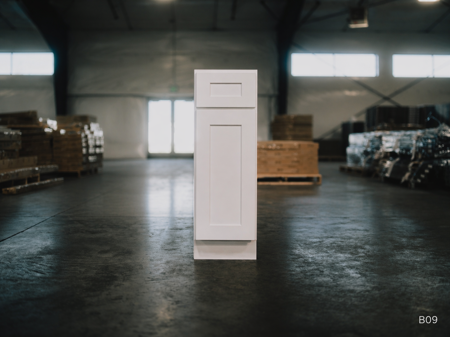 White Shaker RTA Base Cabinet - 1 Drawer, 1 Door, 1 Adjustable shelf (B09) - 9"W x 34.5"H x 24"D