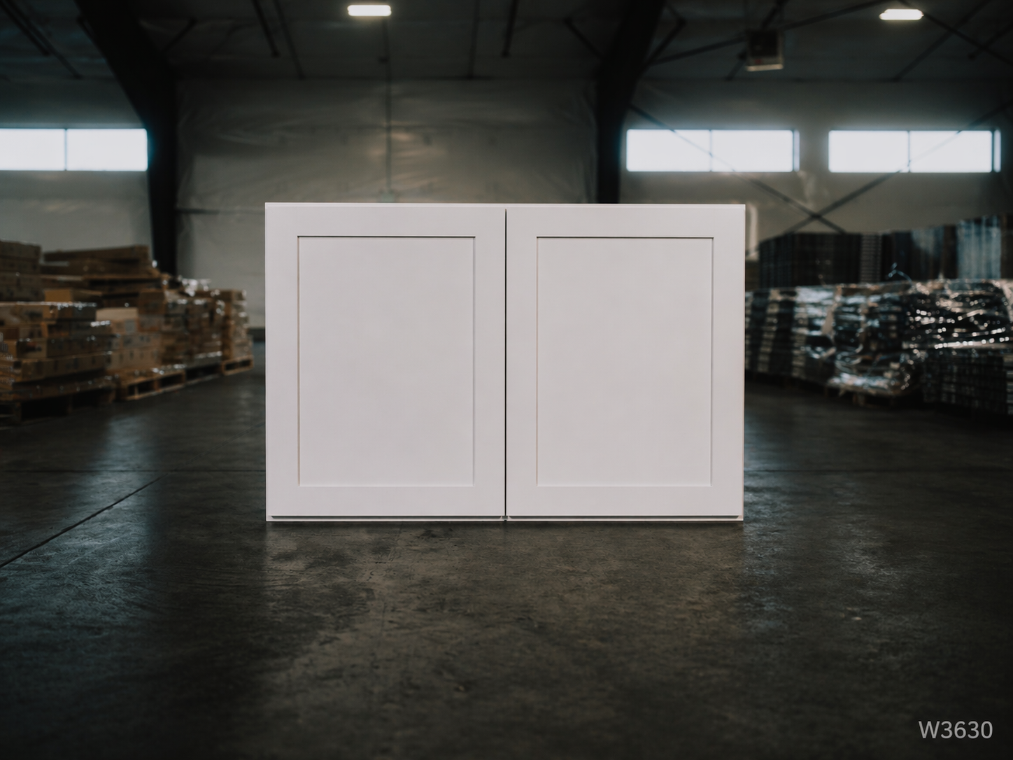 White Shaker RTA Wall Cabinet - 2 door, 2 adjustable shelves (W3630) - 36"W x 30"H x 12"D