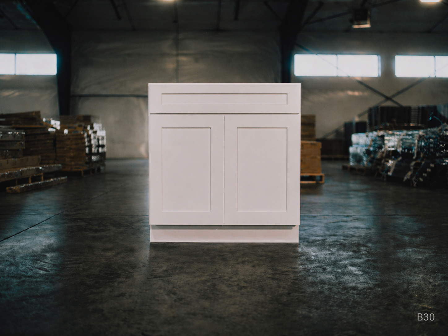 White Shaker RTA Base Cabinet - 1 Drawer, 2 Door, 1 adjustable shelf (B33) - 33"W x 34.5"H x 24"D