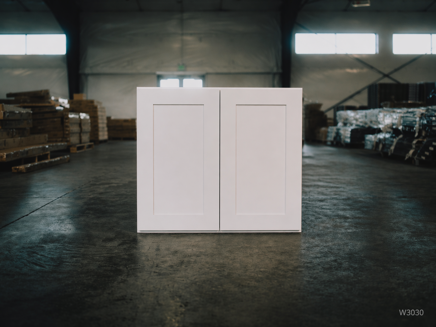 White Shaker RTA Wall Cabinet - 2 door, 2 adjustable shelves (W3030) - 30"W x 30"H x 12"D