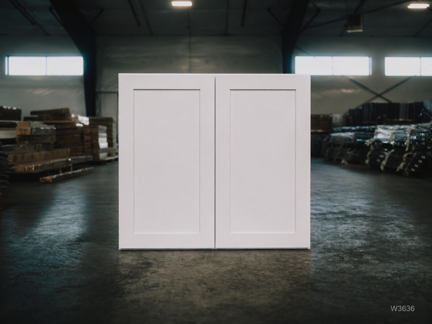 White Shaker RTA Wall Cabinet - 2 doors, 3 adjustable shelves (36in tall) (W3636) - 36"W x 36"H x 12"D