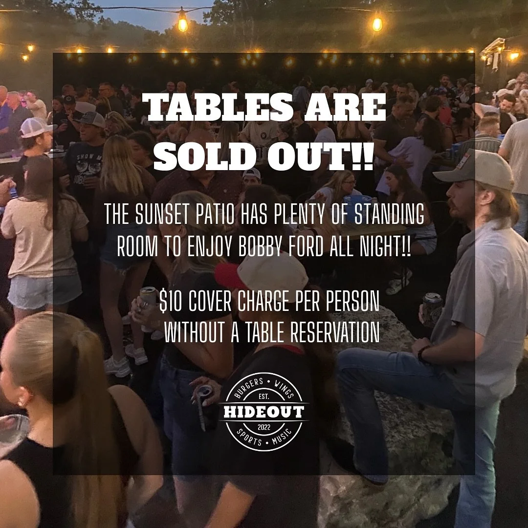 We&rsquo;ve got all the room in the world for our Bobby Ford fans!! If you didn&rsquo;t get a table, a $10 cover gets you in!! Sunset Patio opens at 6P for drinks &amp; dinner. Show starts at 7P. Get on those dancing shoes &amp; we&rsquo;ll see at Su
