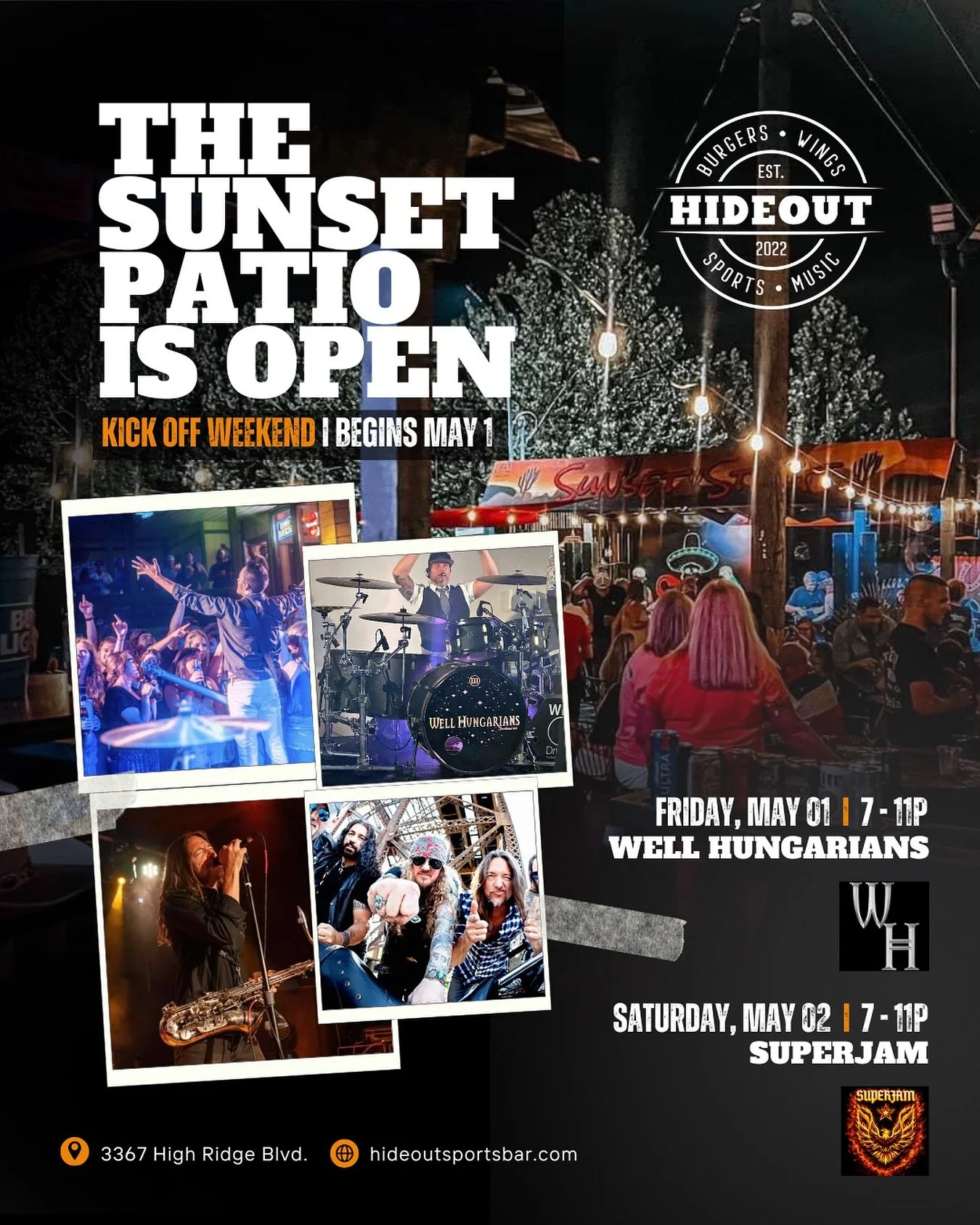 Who&rsquo;s ready for a good time?! Patio Season is upon us 🙌 Kick it off with @wellhungarians and @superjamstl on the Sunset Stage 🌅 Check out our Facebook Events for more info and LETS GOOO 🔥 

#patioseason #livemusic #stlpatios #sunsetstage #ou