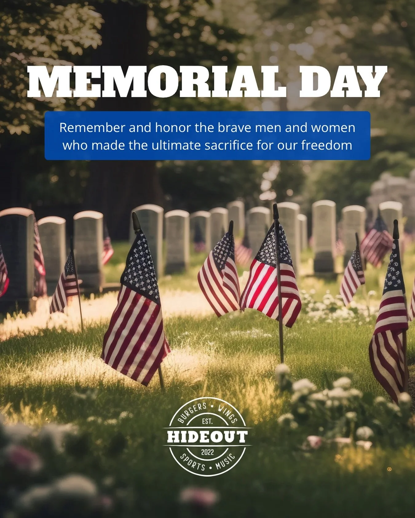🇺🇸 CLOSED TODAY 🇺🇸 As we gather with family &amp; friends, this Memorial Day, we express our deepest gratitude to the fallen heroes who served our nation with honor and bravery. Their sacrifice reminds us of the cost of freedom and those who figh
