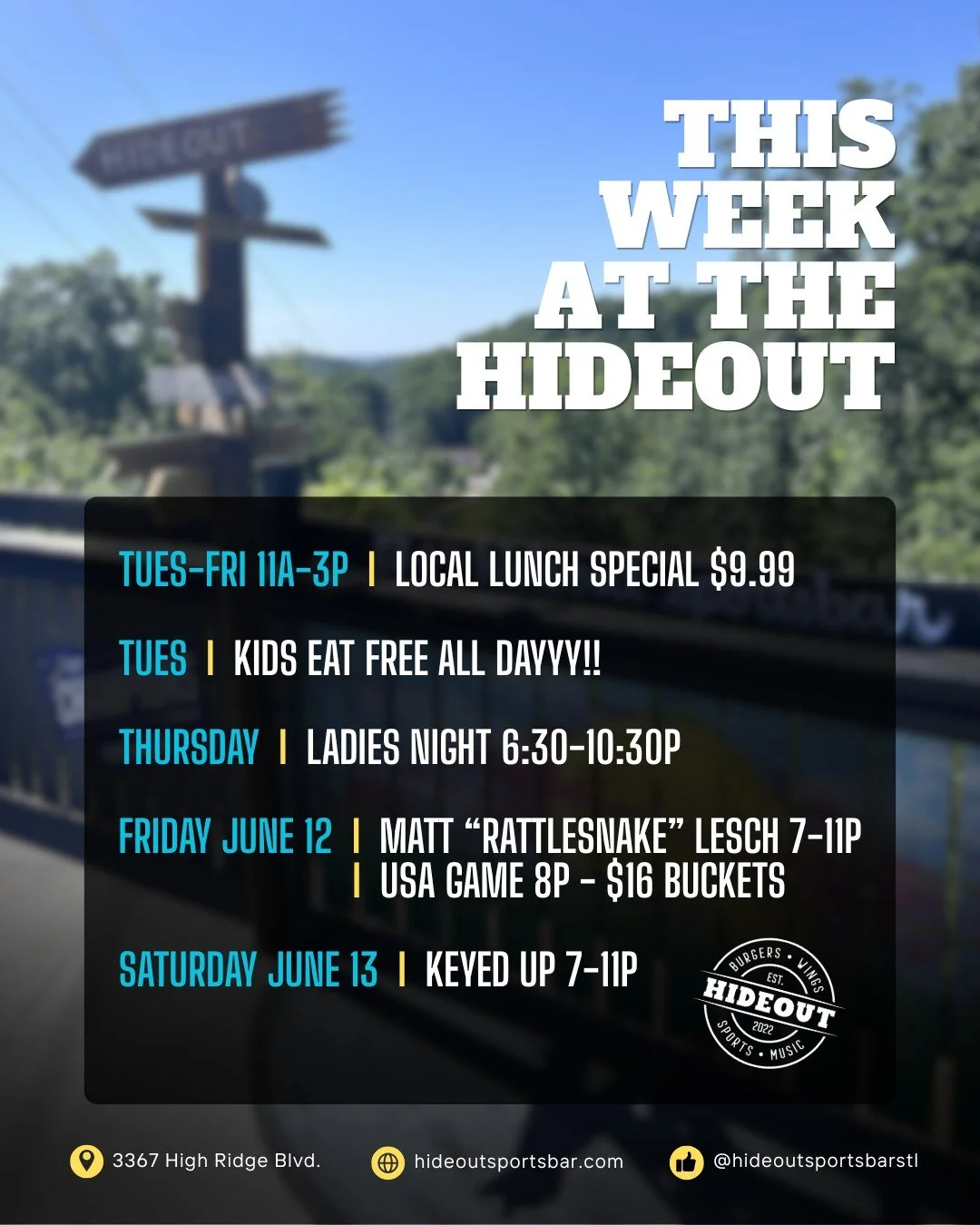 Summer is summer-ing 🥵 Get those kids out of the house &amp; get a FREE meal all day today!! Local businesses enjoy a $9.99 lunch in 20 min or its FREE Tues-Fri!! Set those weekends plans with @stlrattlesnake Friday &amp; Keyed Up Saturday on the Su