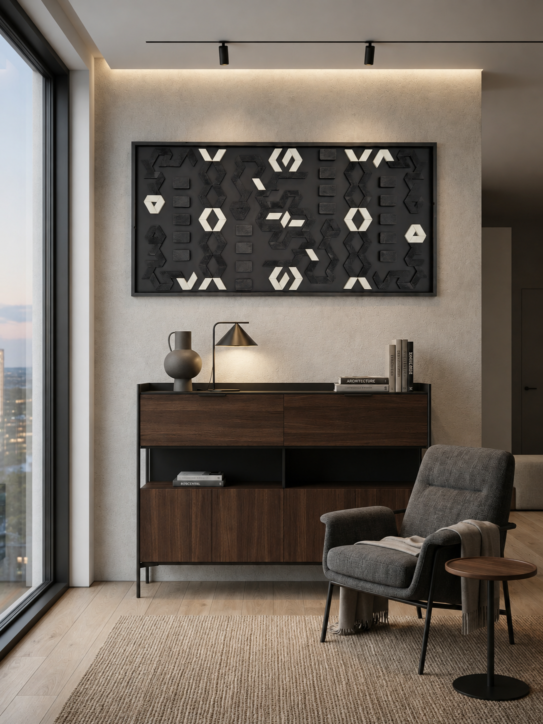connexions-tableau-bois-geometrie-graphique-noir-et-blanc-lignes-connexions-profondeur-matiere-cadre-symetrie-composition-art-mural.png