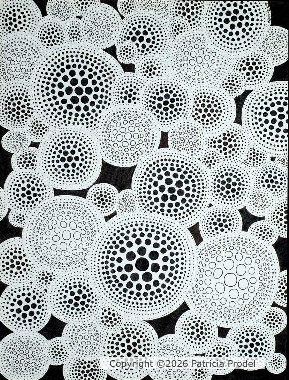 dessin-fait-main-encre-geometrie-sphères - abstrait-artiste-imaginaire-nuances-points-noir-et-blanc.jpg
