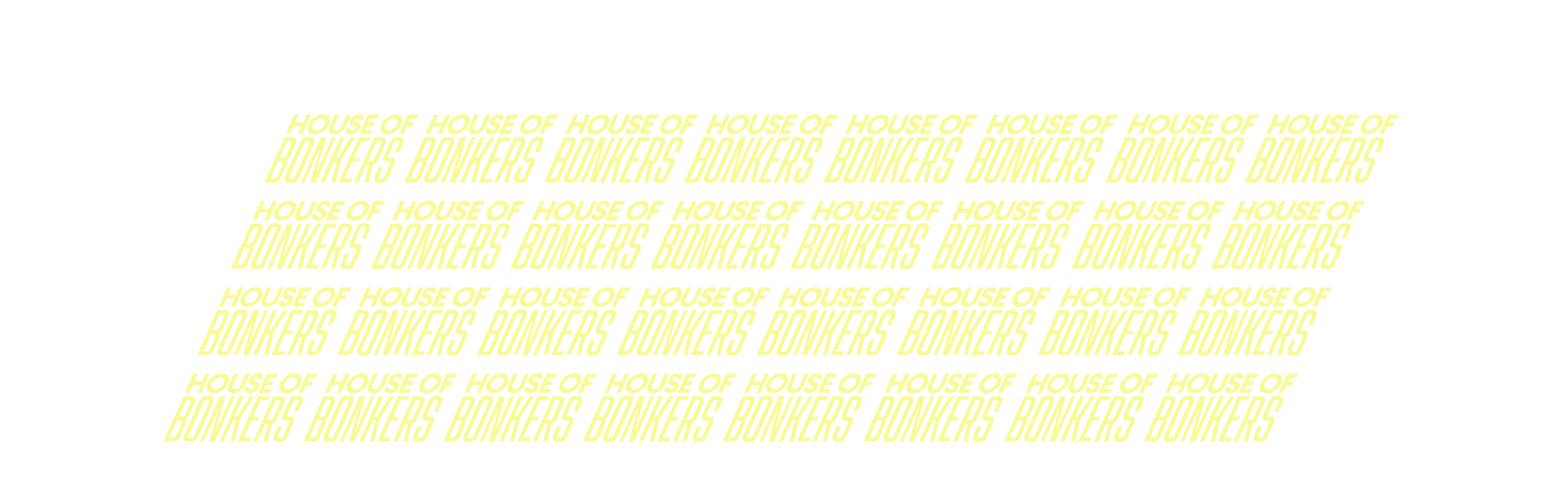 House of bonkers -logosta tehty grafiikka mikä toistaa logoa.