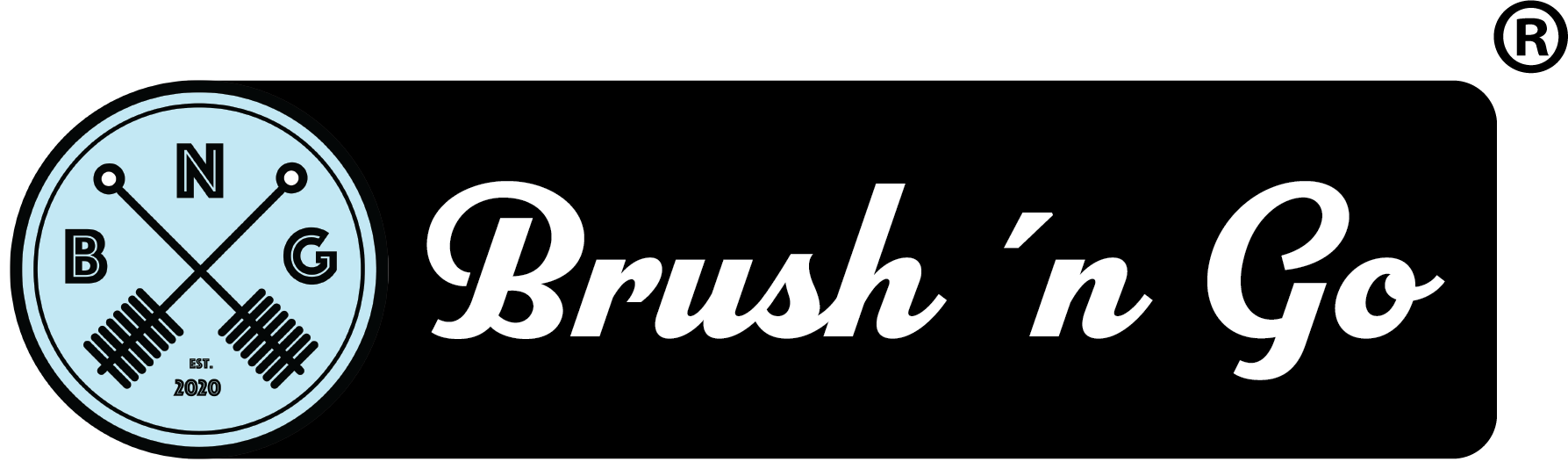 Logossa on kaksi harjaavasta harjasta ja N, B, G kirjaimet. Teksti 'Brush 'n Co'.