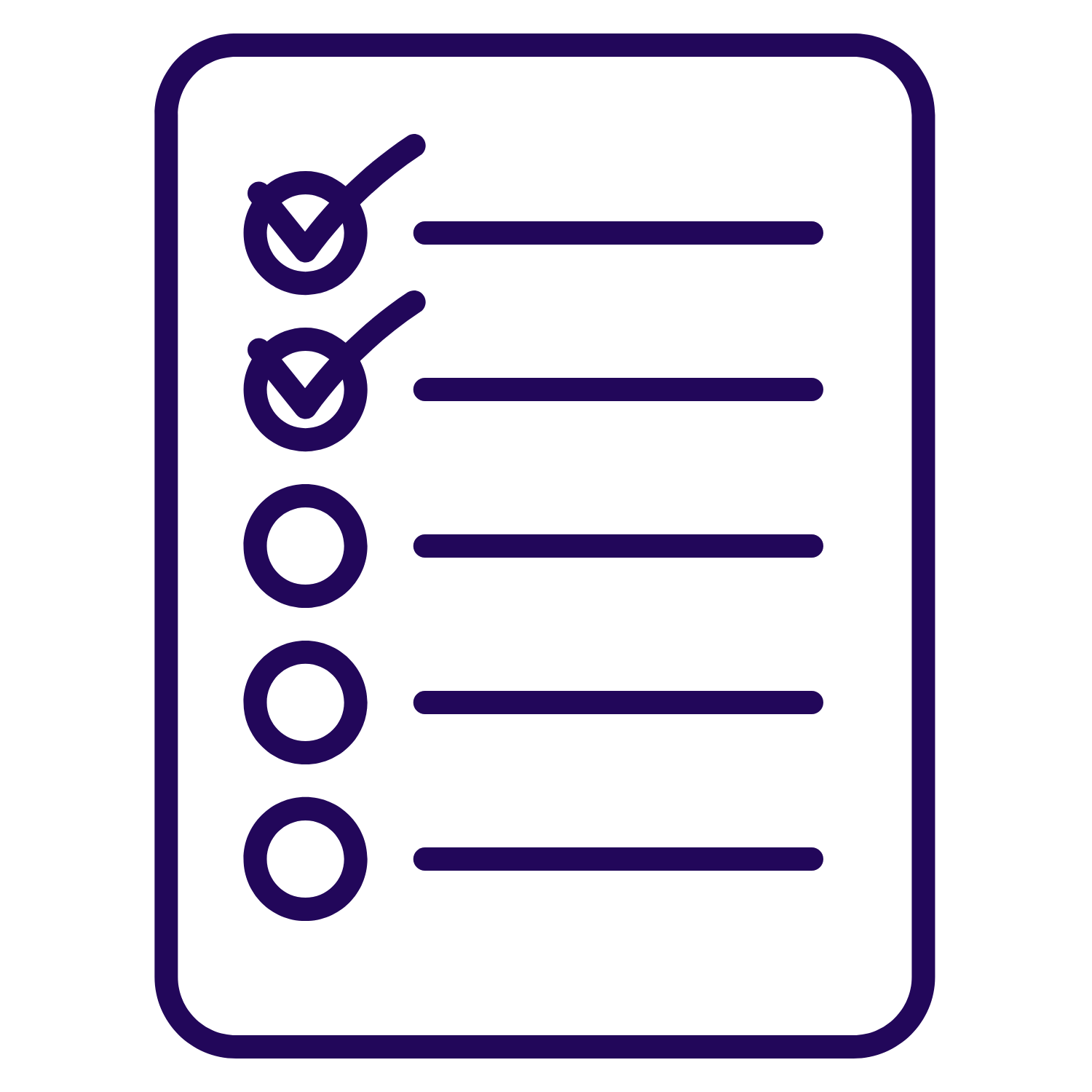 A checklist with three items, two of which are marked with check marks, on a dark background.