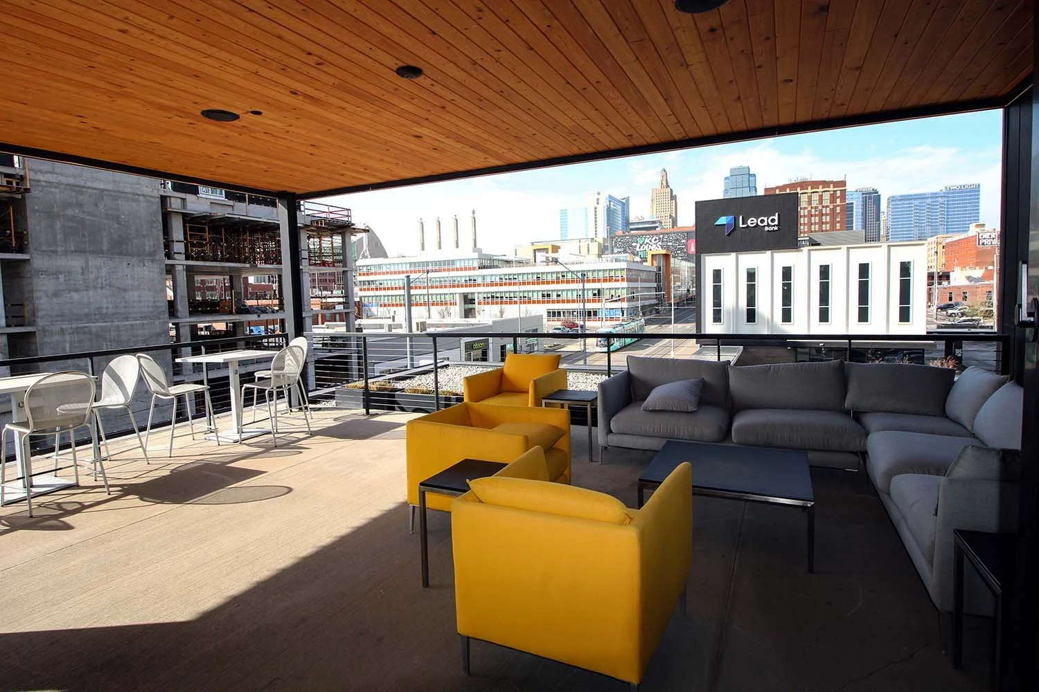 Corrigan Executive Office Suites in Kansas City with shared patio for events.