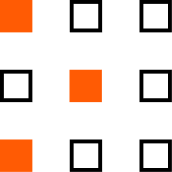 Black background with orange squares arranged in a pattern