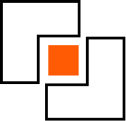 Black square with a smaller orange rectangle above it