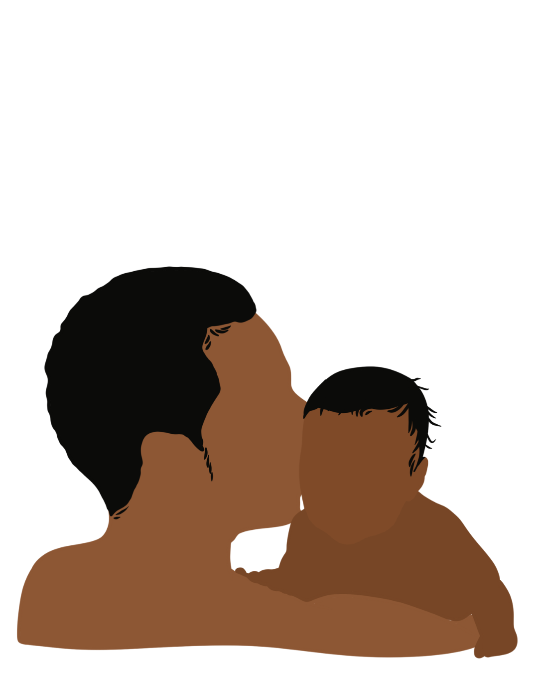Illustration of a parent kissing their baby on the forehead.