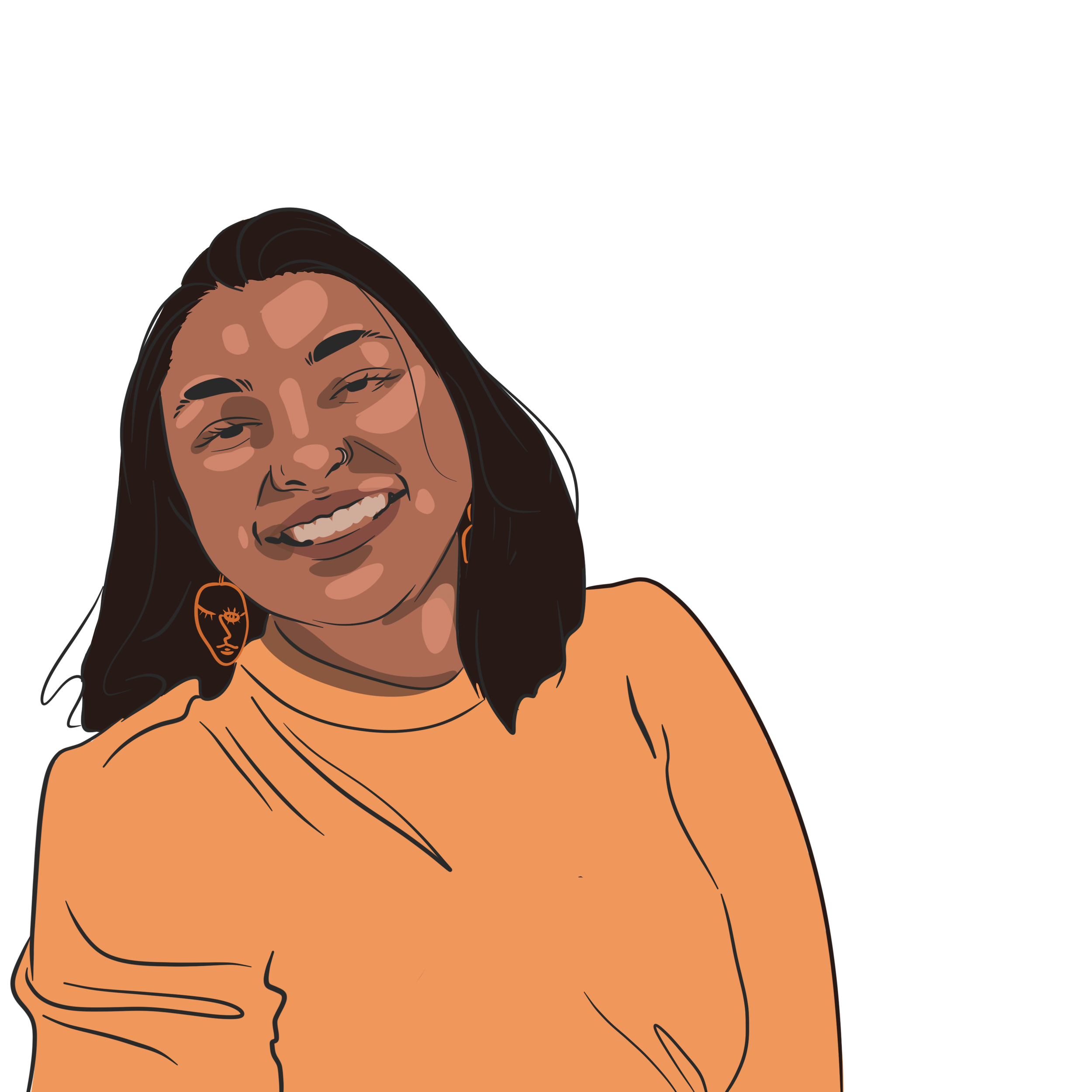 A digital cartoon portrait of Vandana.