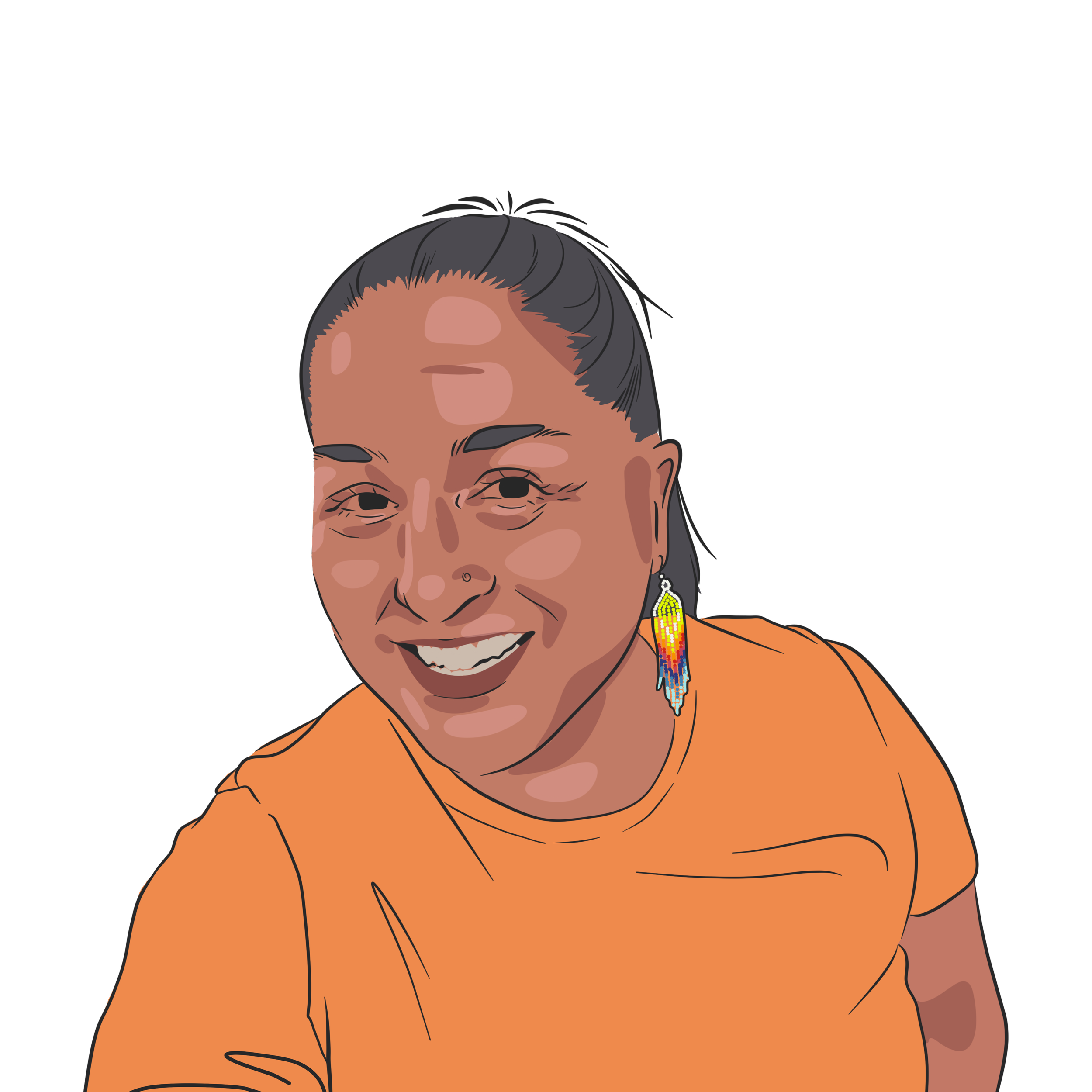 A digital cartoon portrait of Sarah.