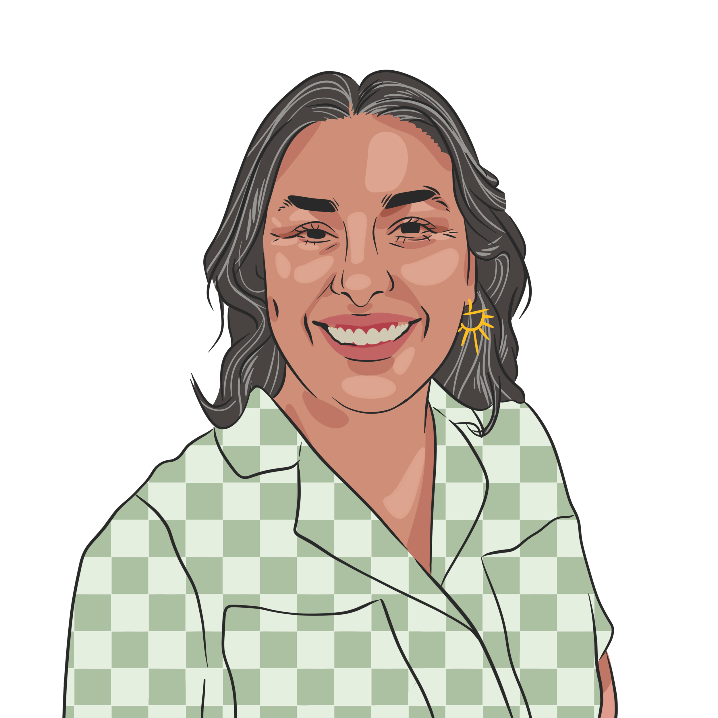 A digital cartoon portrait of Kat.